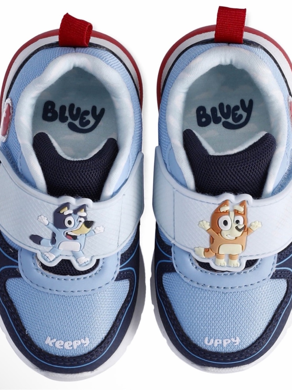 Bluey Light Blue Kids Velcro Sneakers with Character Accents